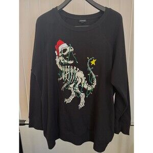 Women’s Torrid Dino Lights Classic Fit Cozy Fleece Black Sweatshirt Size 2